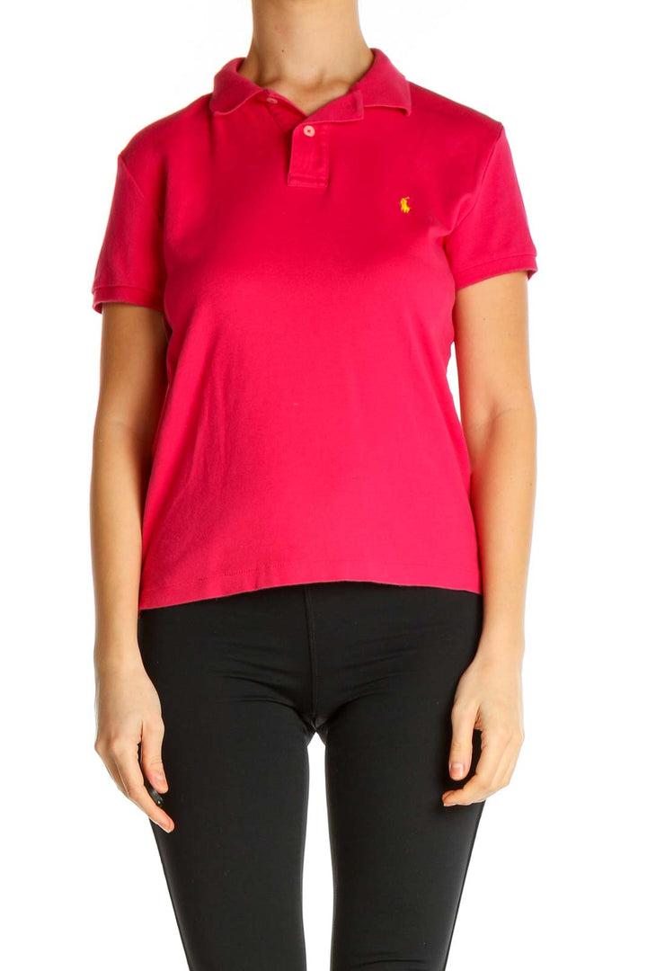 Pink Solid Polo Shirt