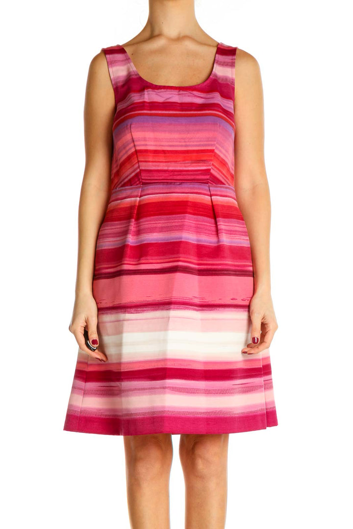 Pink Striped A-Line Dress