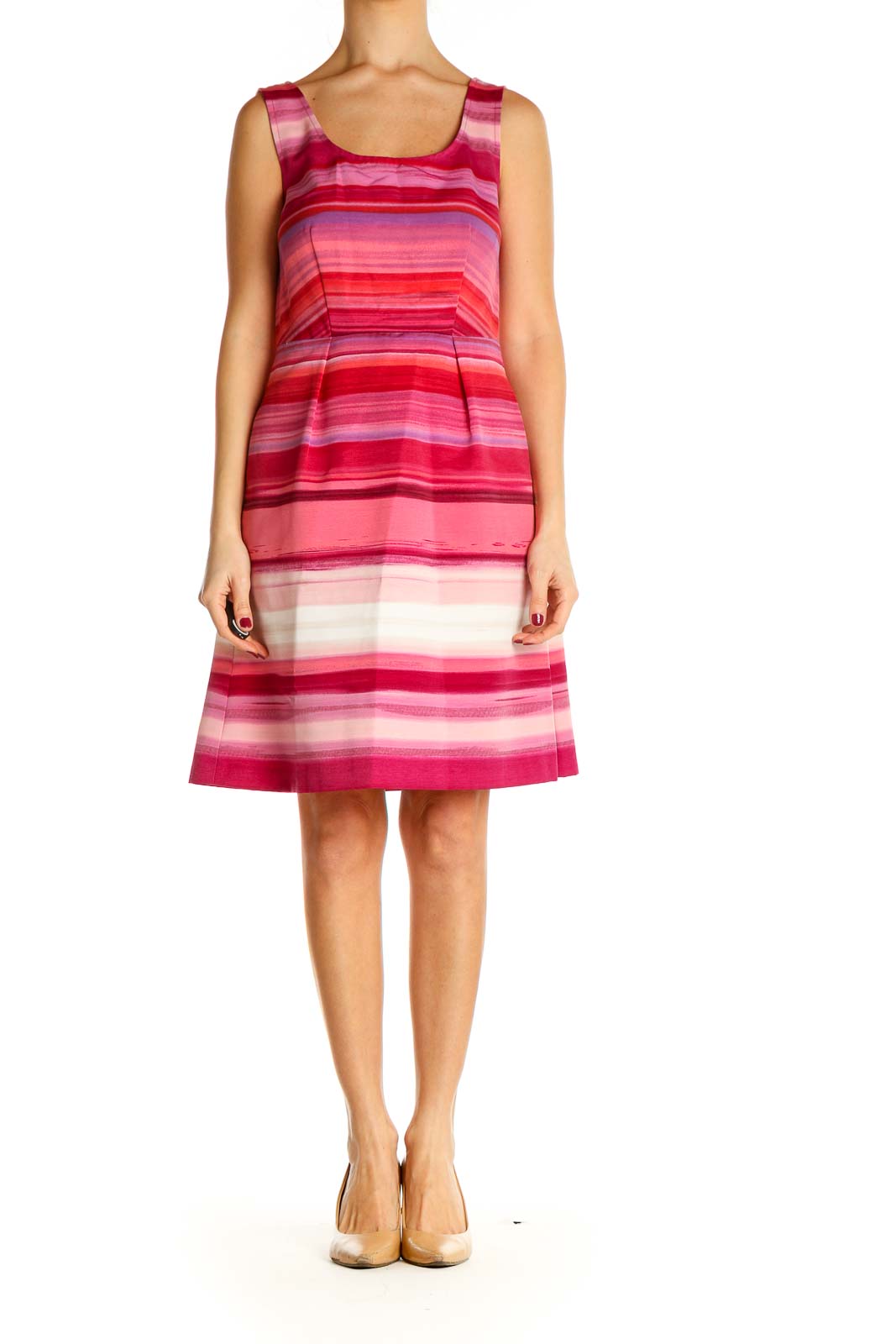 Pink Striped A-Line Dress