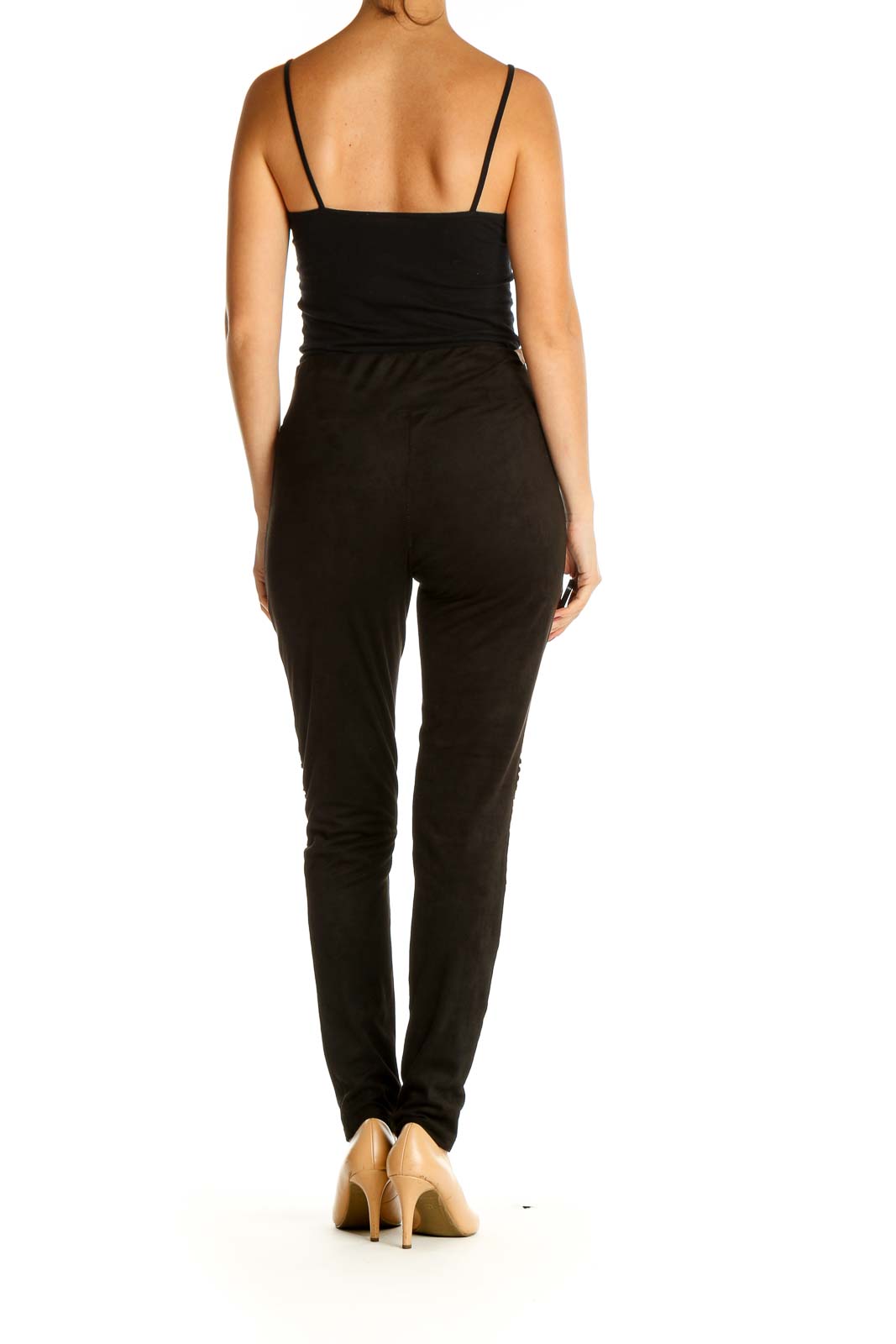 Black Solid Casual Leggings