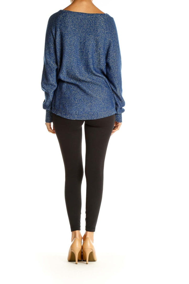 Blue Textured All Day Wear Sweater