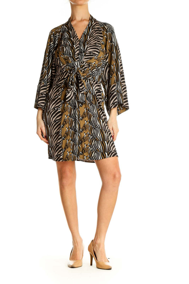 Black Animal Print Day Sheath Dress