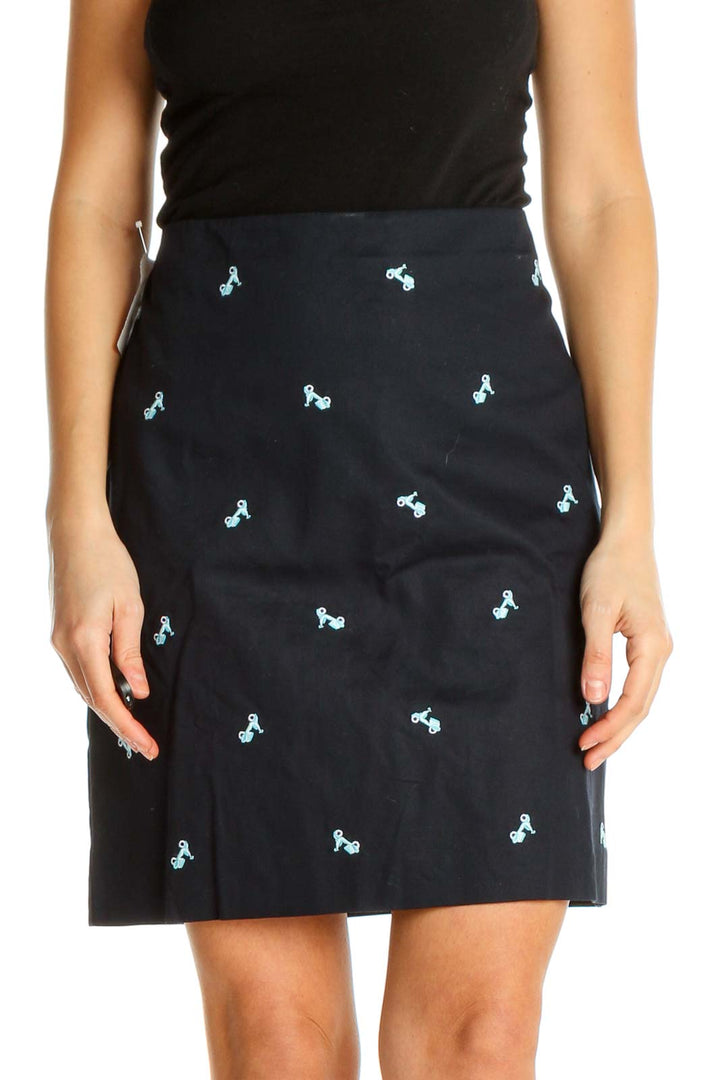 Blue Printed Chic Pencil Skirt