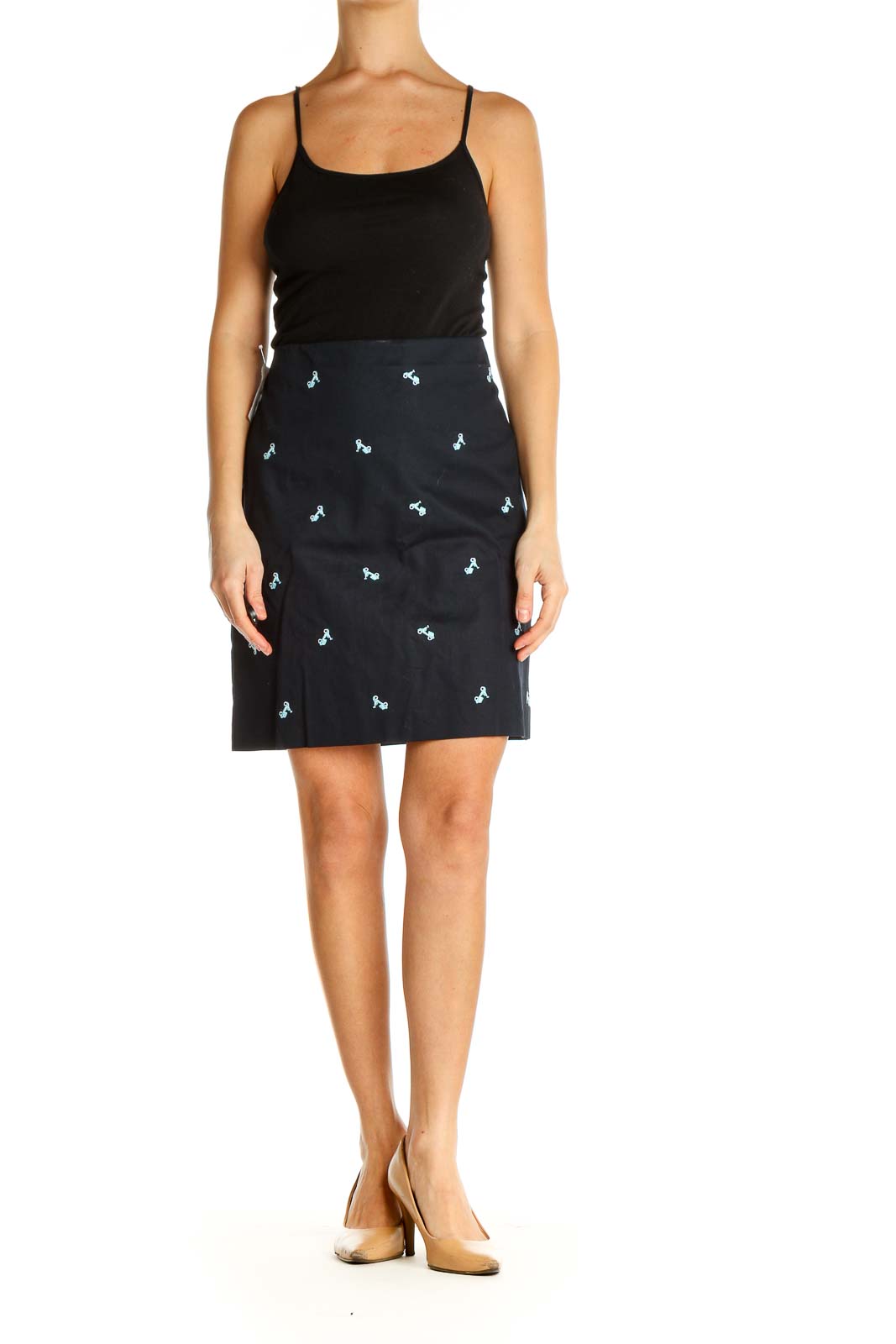 Blue Printed Chic Pencil Skirt