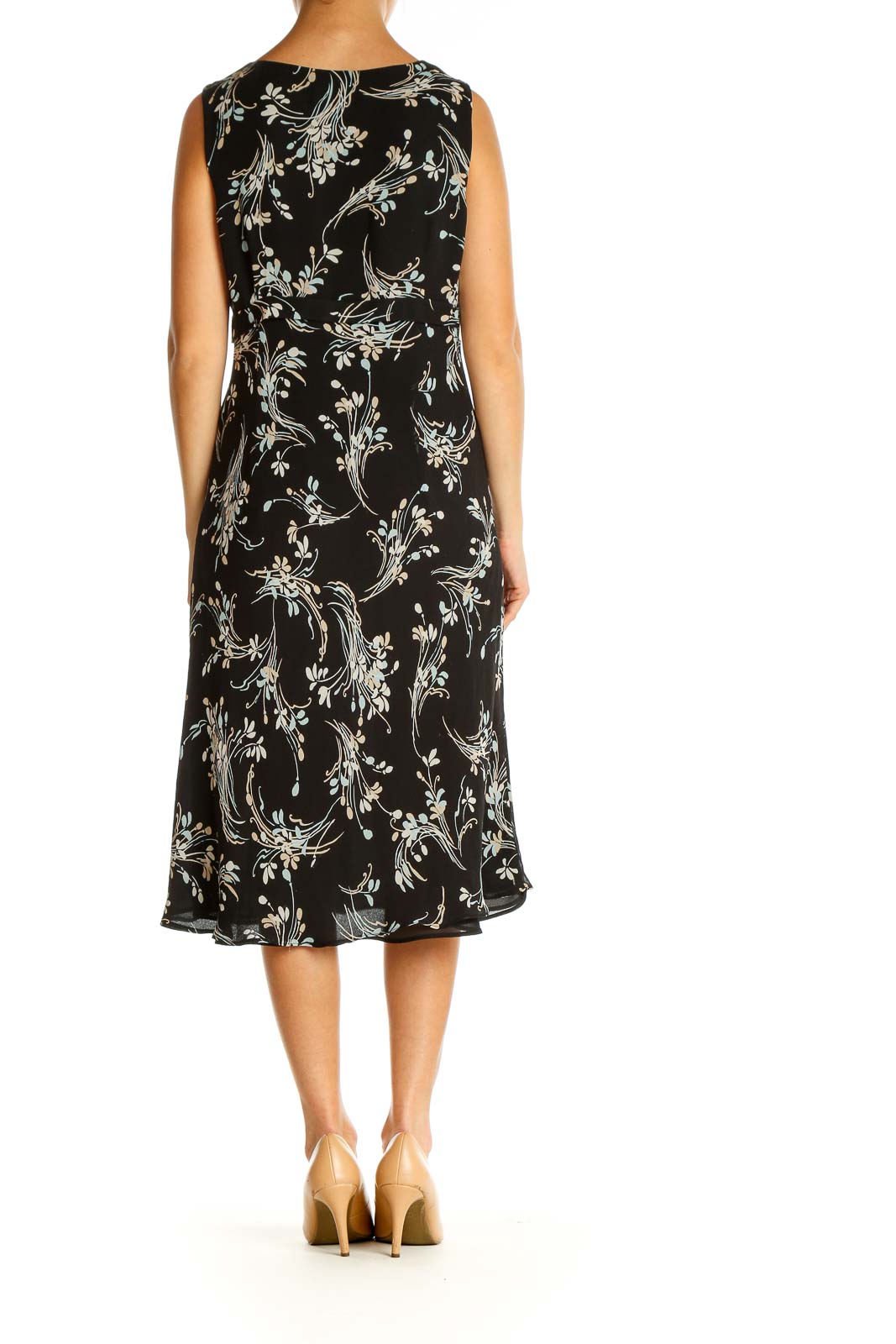 Black Floral Print Fit & Flare Dress