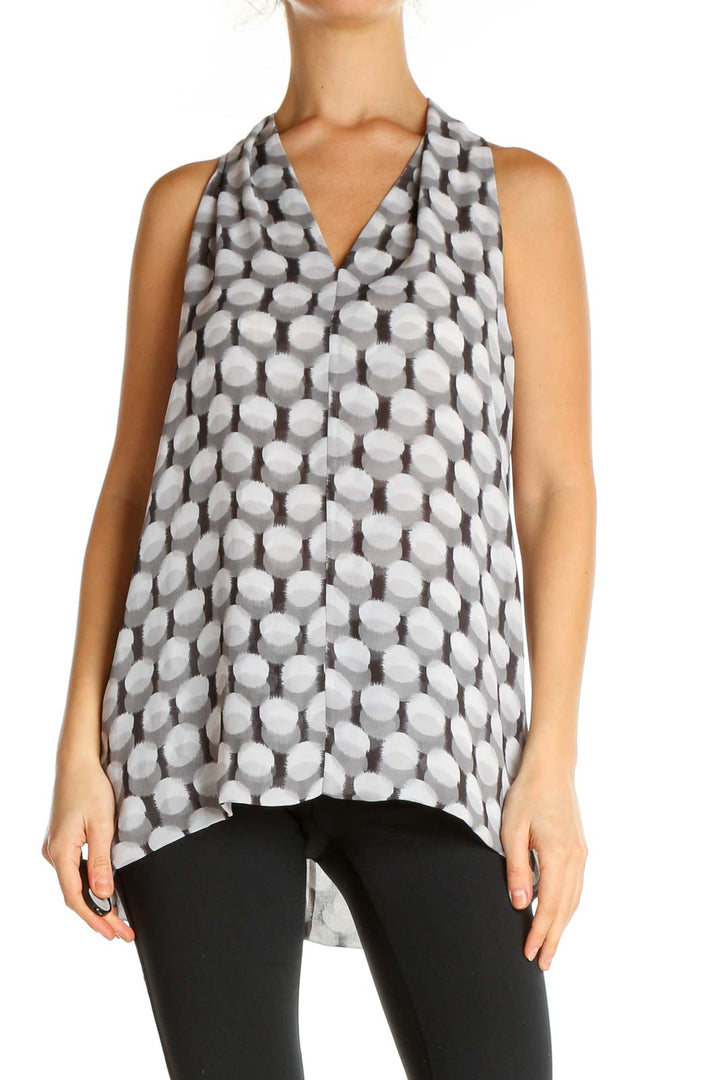 Gray Geometric Print Blouse