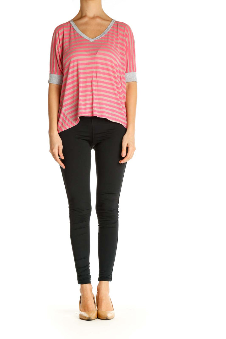 Pink Striped All Day Wear T-Shirt