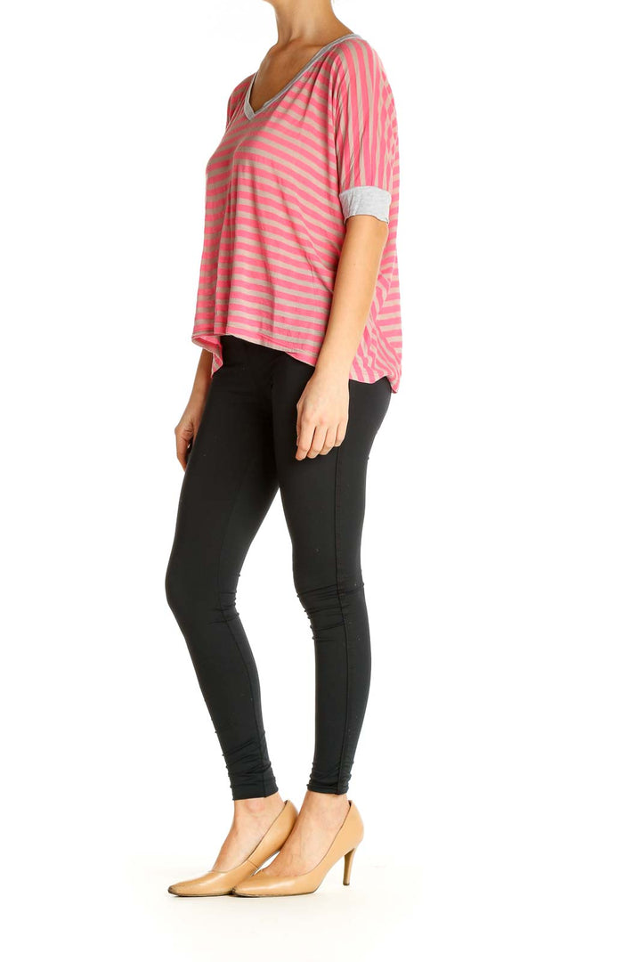 Pink Striped All Day Wear T-Shirt