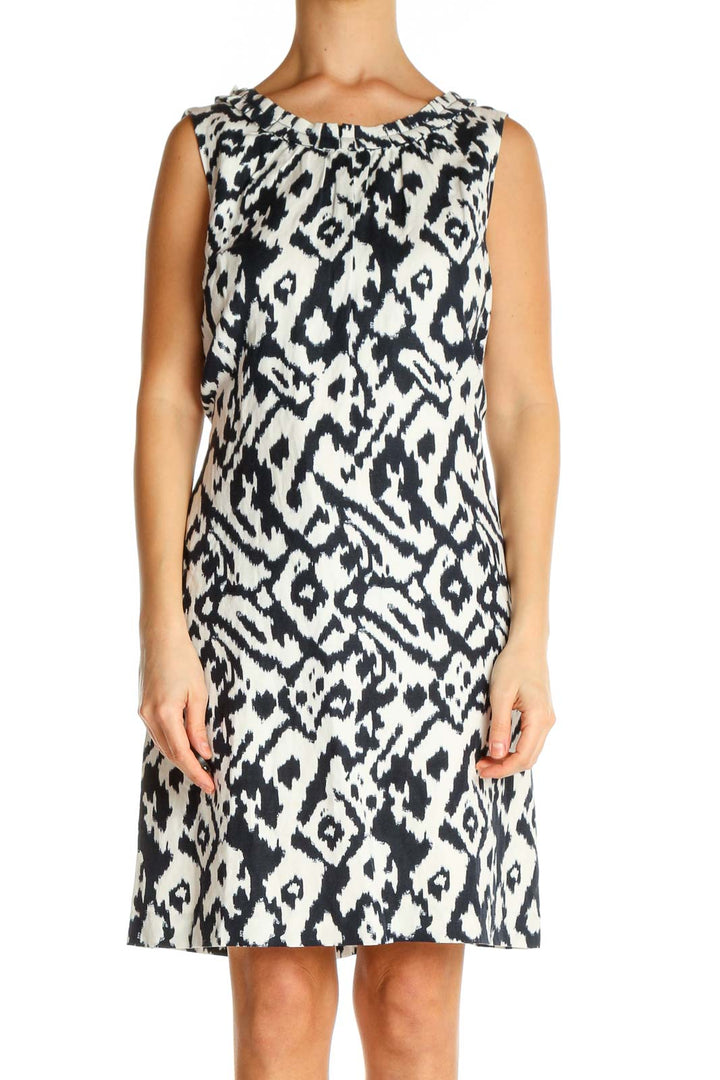 White Animal Print Day A-Line Dress