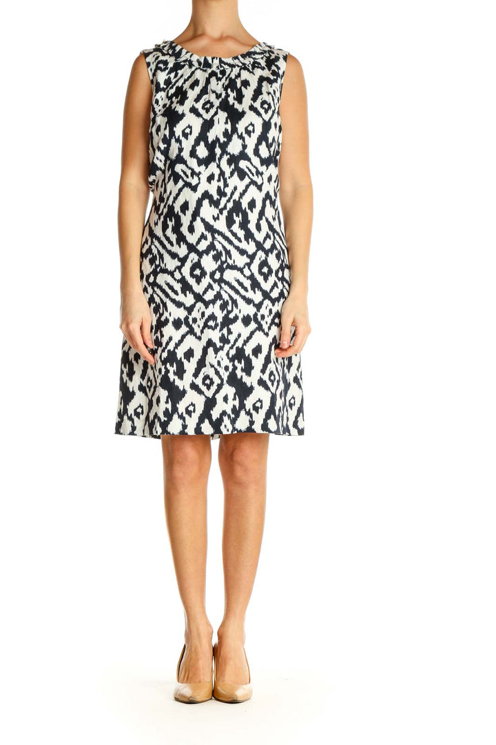 White Animal Print Day A-Line Dress