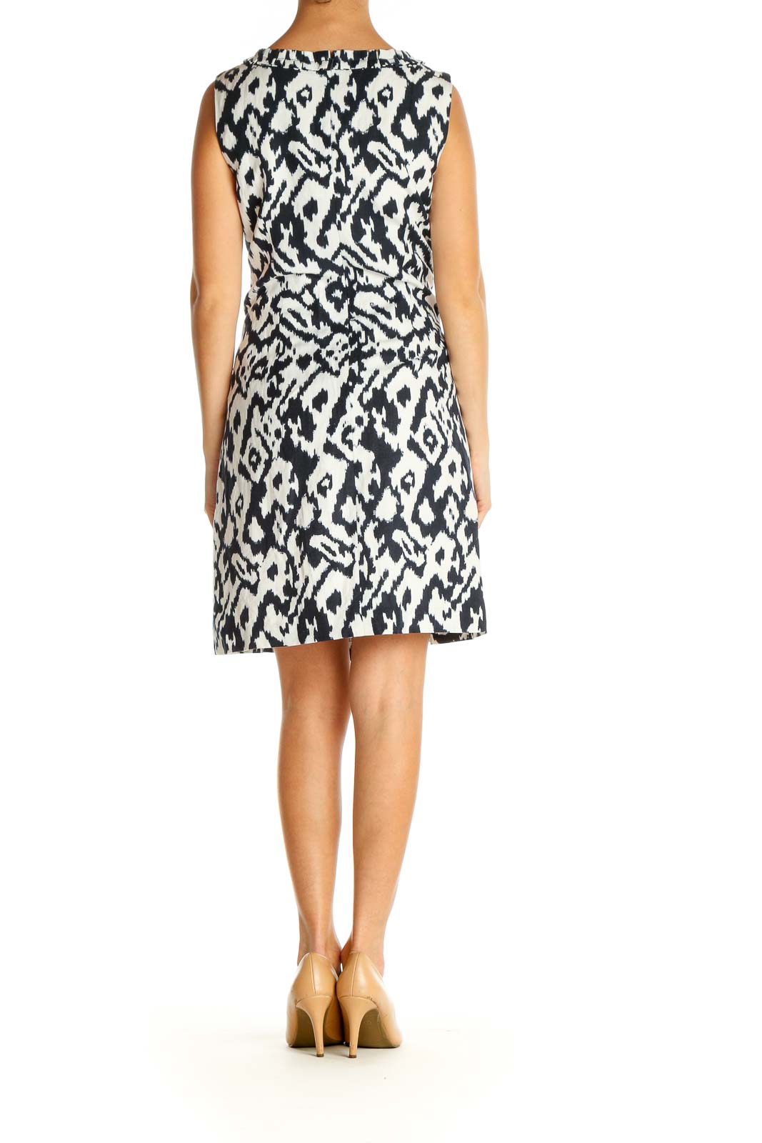 White Animal Print Day A-Line Dress