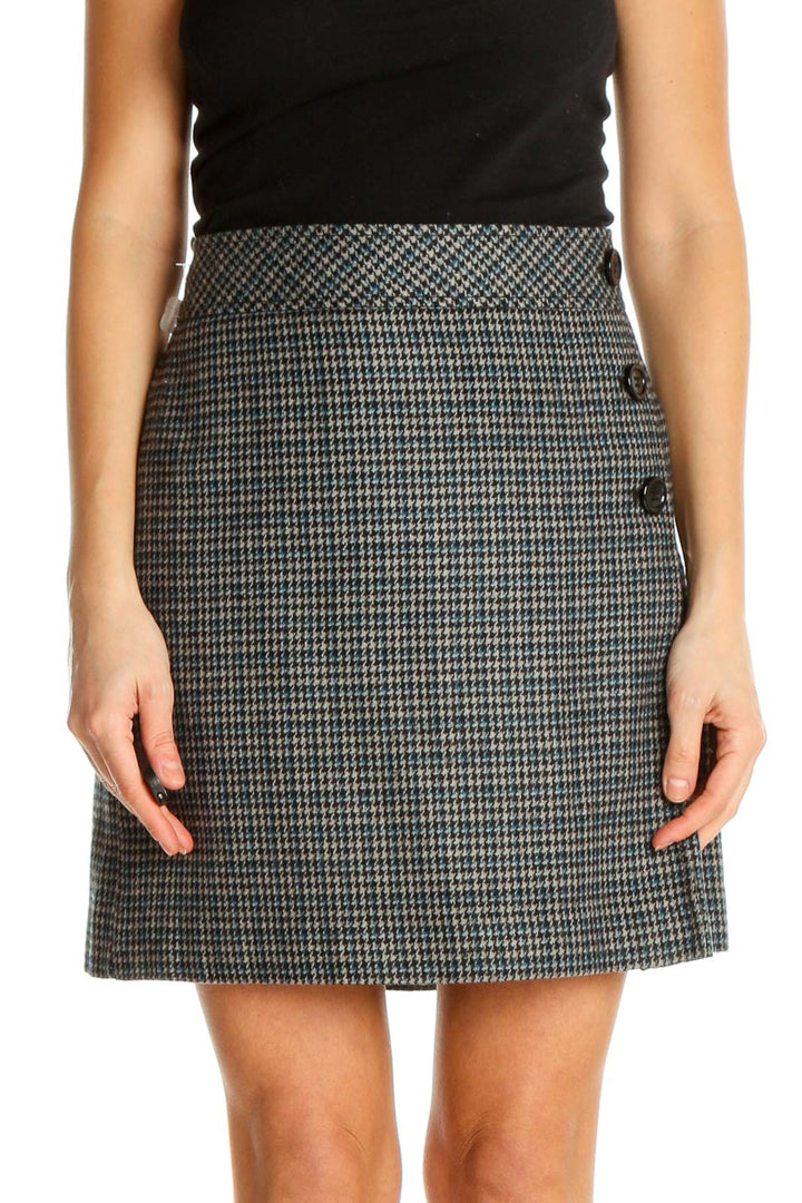 Black Checkered Chic A-Line Skirt