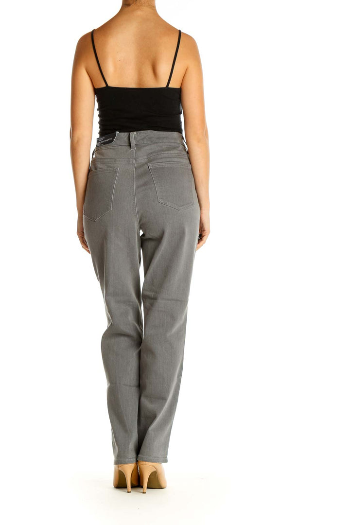 Gray Solid Casual Trousers