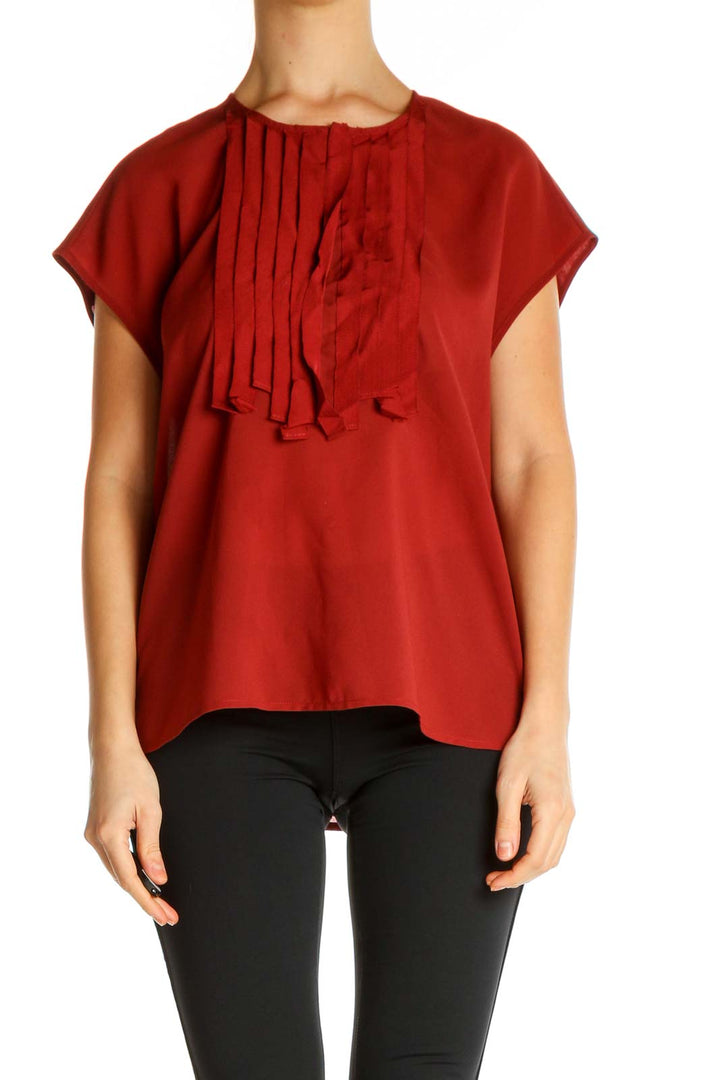 Red Solid All Day Wear Blouse