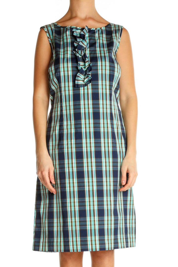 Blue Checkered Day A-Line Dress