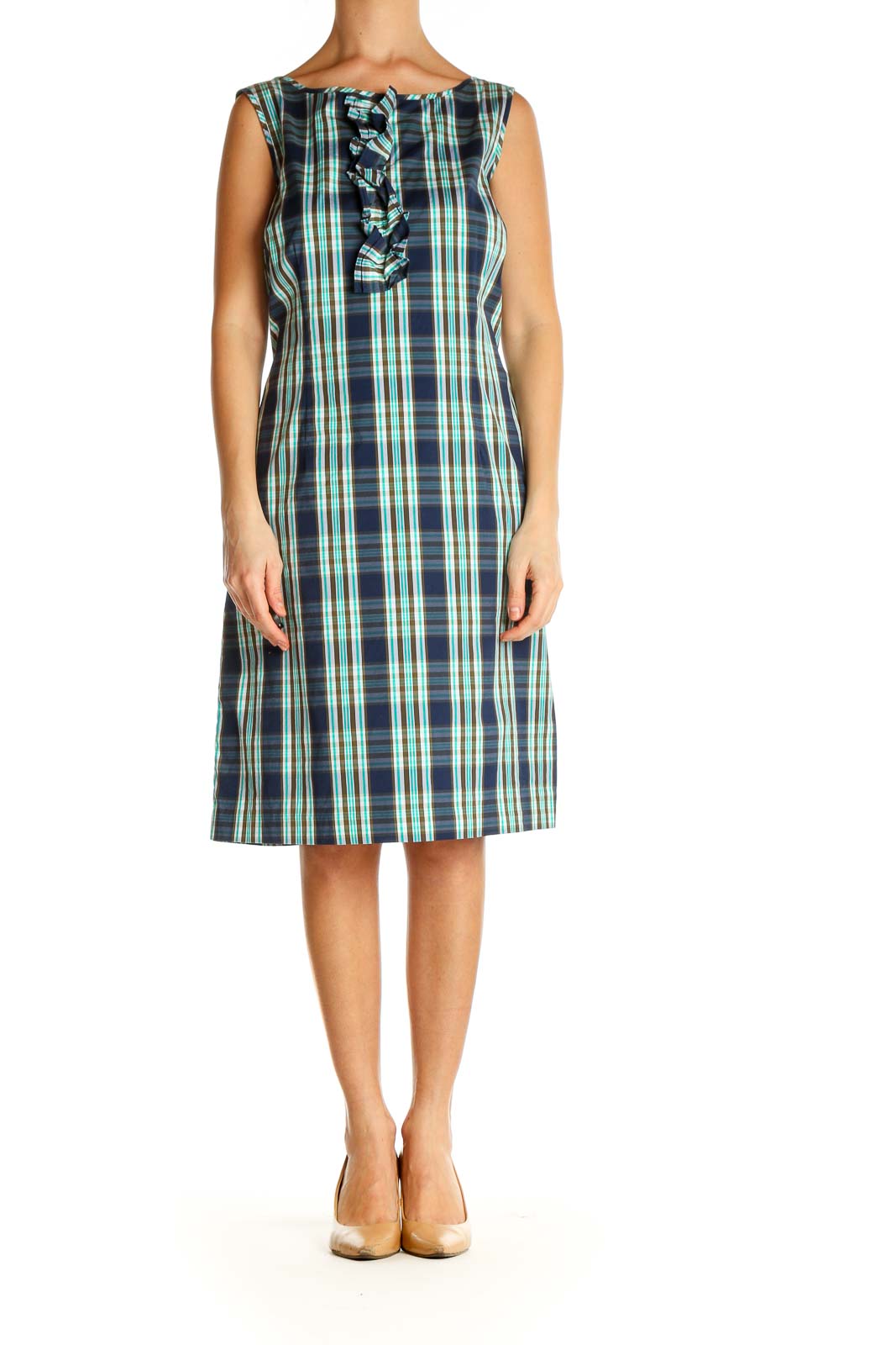 Blue Checkered Day A-Line Dress