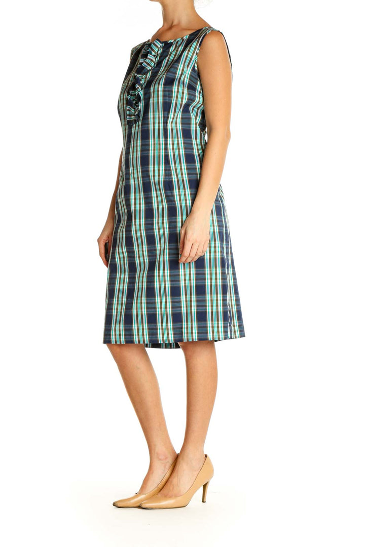 Blue Checkered Day A-Line Dress