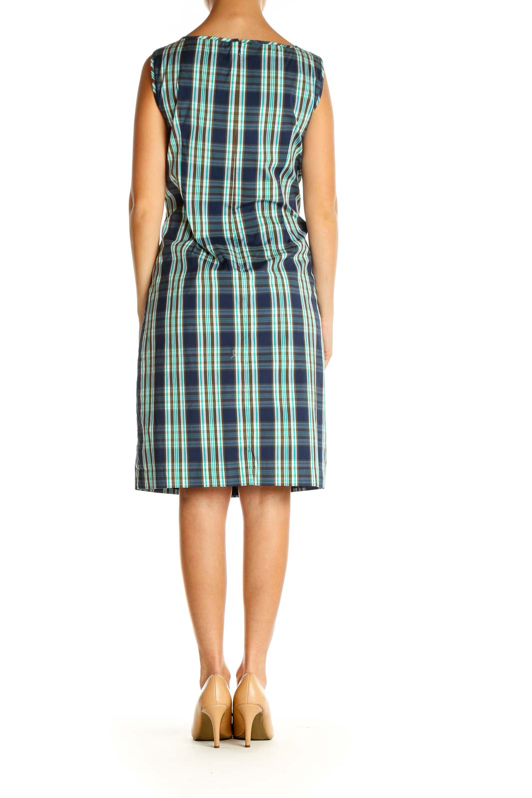 Blue Checkered Day A-Line Dress