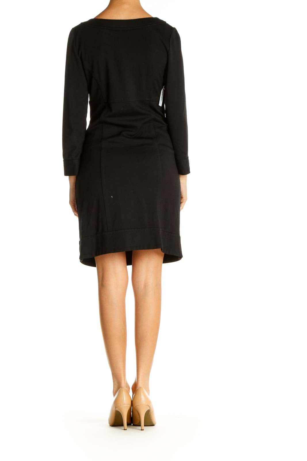 Black Solid Day Sheath Dress