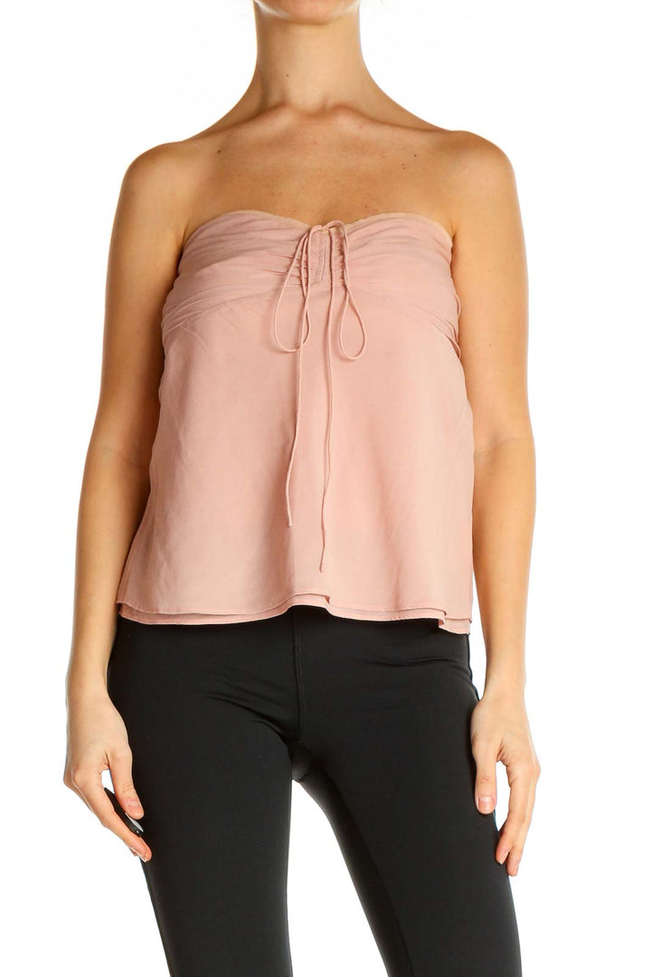 Pink Silk Strapless Blouse