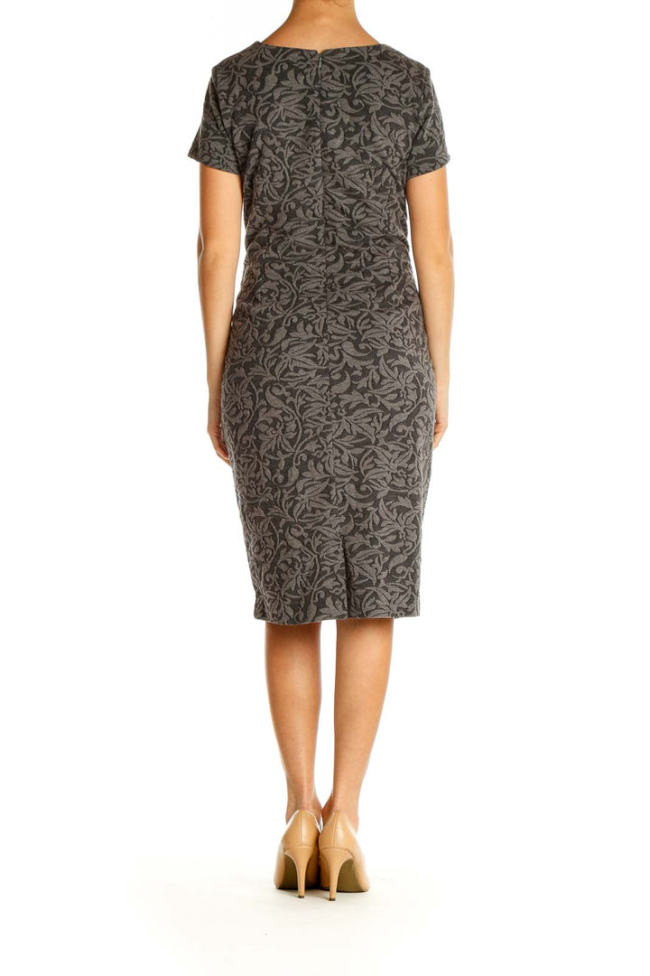 Gray Textured Classic Sheath Dress