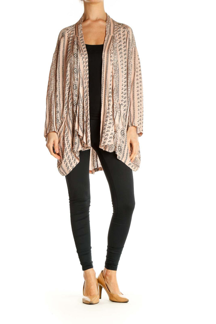 Beige Printed Cardigan