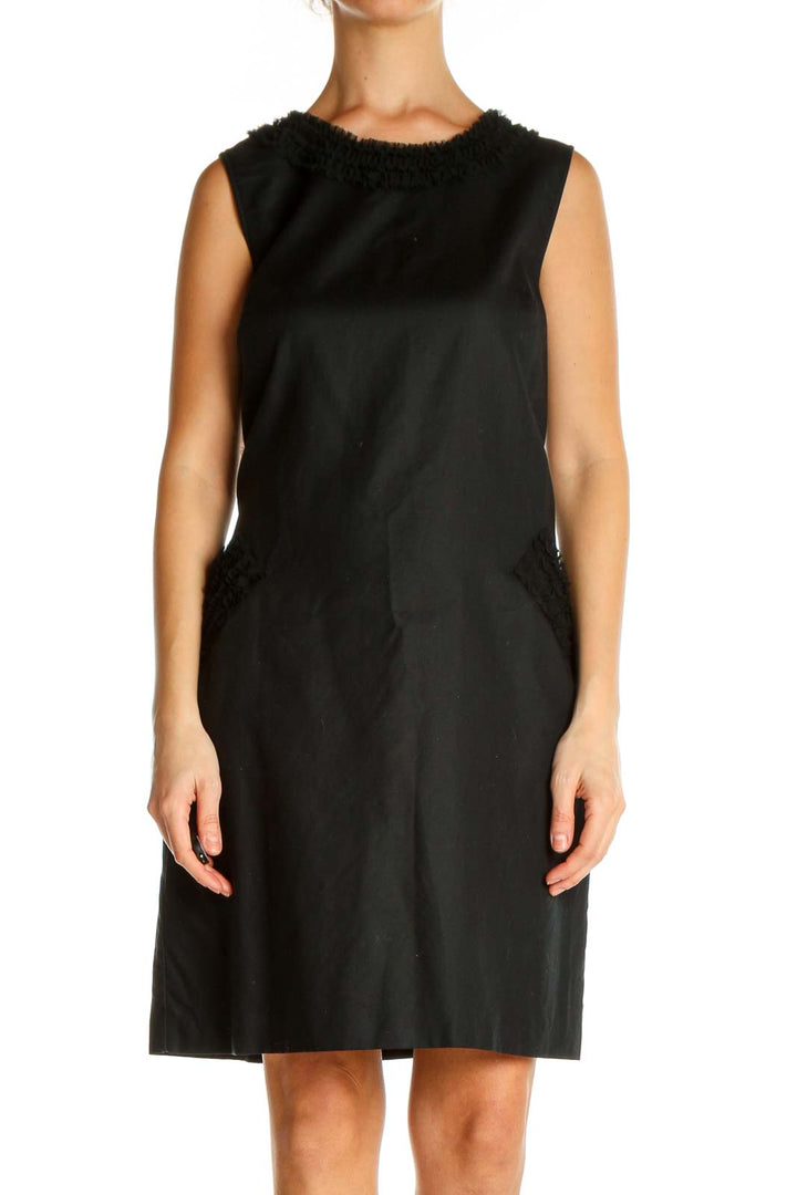 Black Solid Classic Fit & Flare Dress