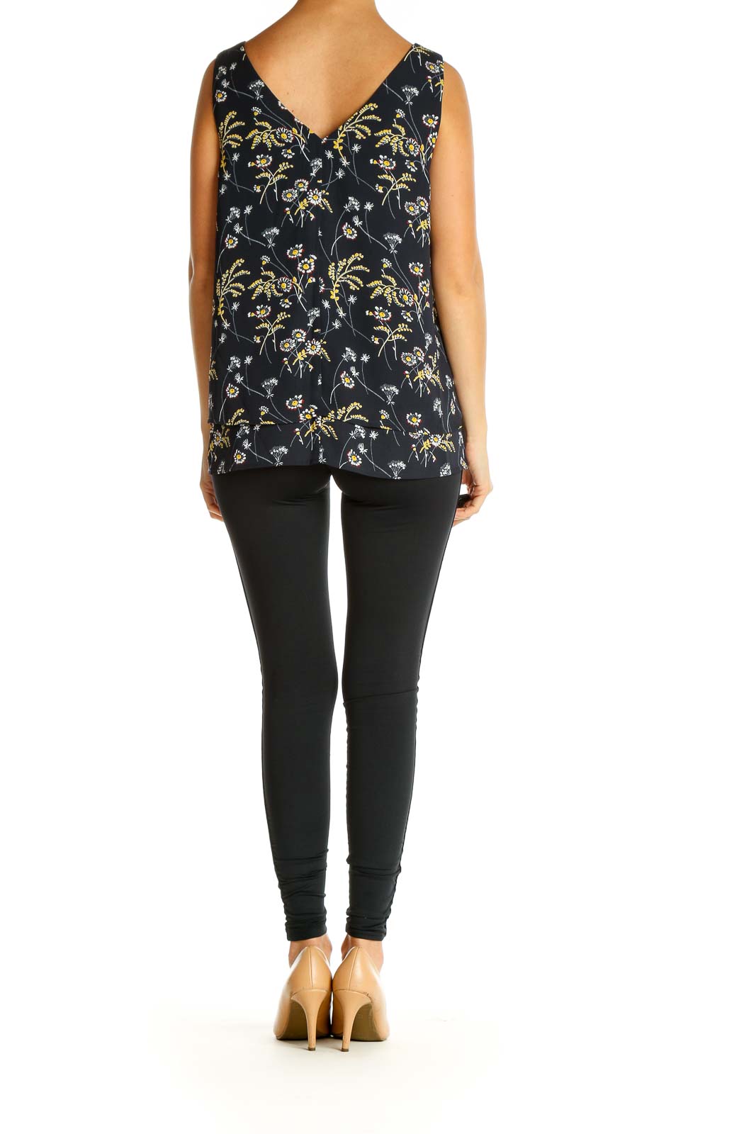 Black Floral Print Holiday Blouse