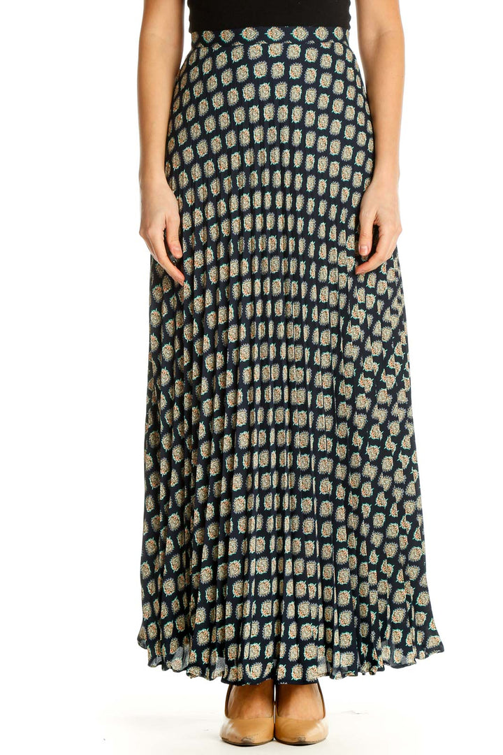 Black Bohemian Printed Maxi Skirt