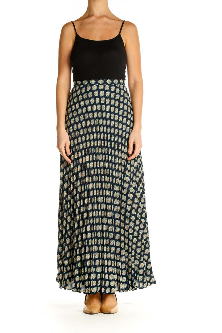 Black Bohemian Printed Maxi Skirt