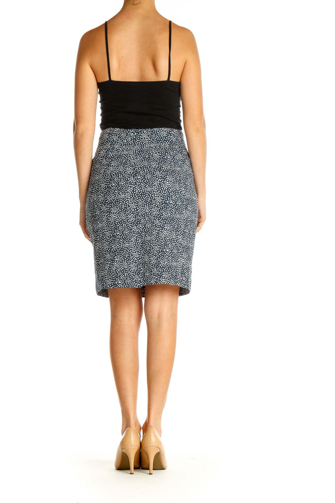 Blue Printed Classic Pencil Skirt