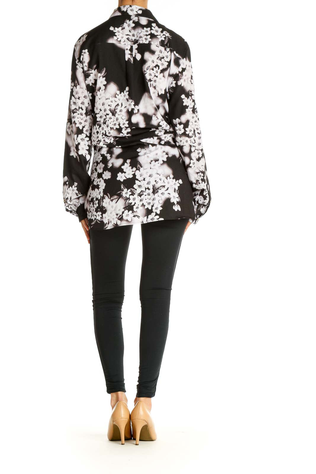 Black Floral Print Bohemian Shirt