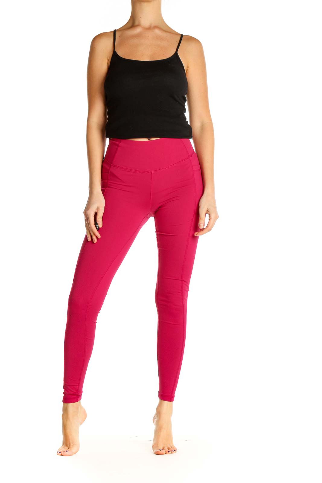 Pink Solid Casual Leggings