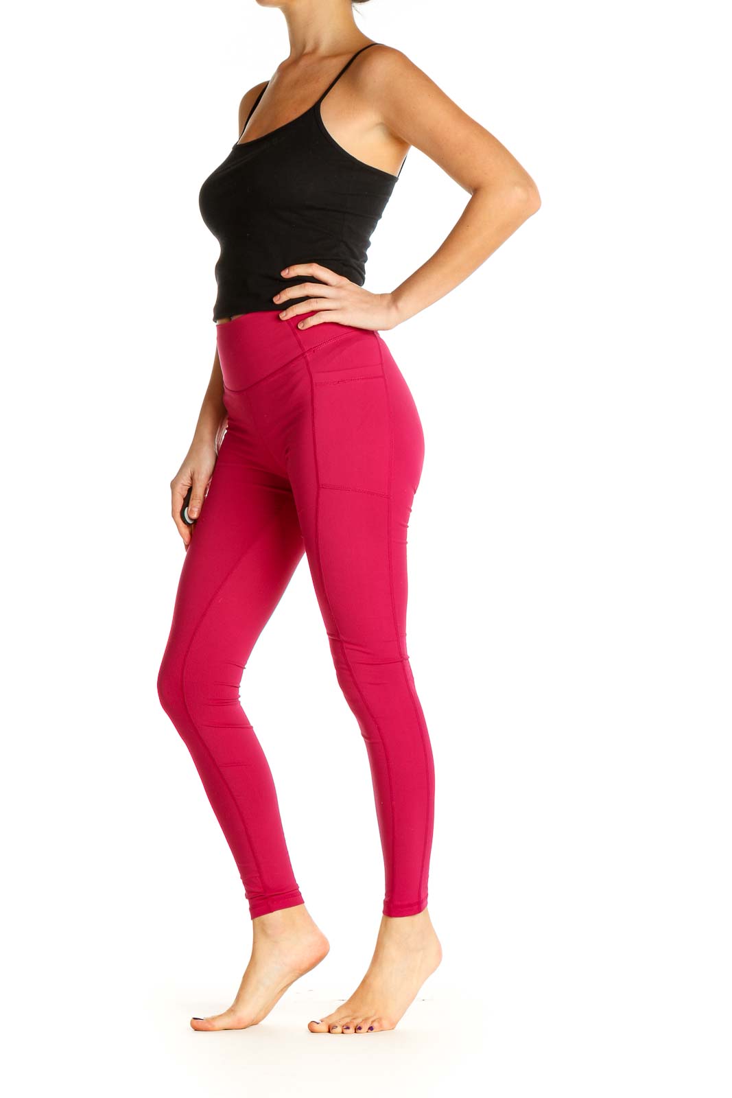 Pink Solid Casual Leggings