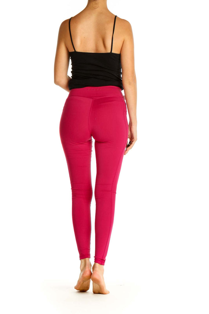 Pink Solid Casual Leggings