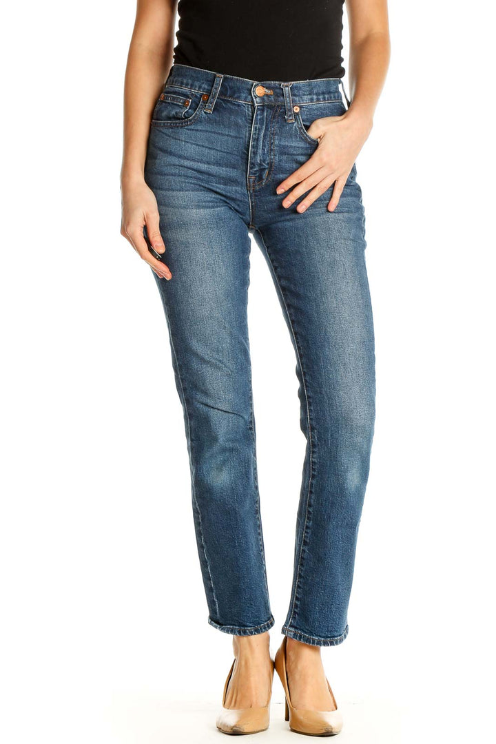 Blue Straight Leg Jeans