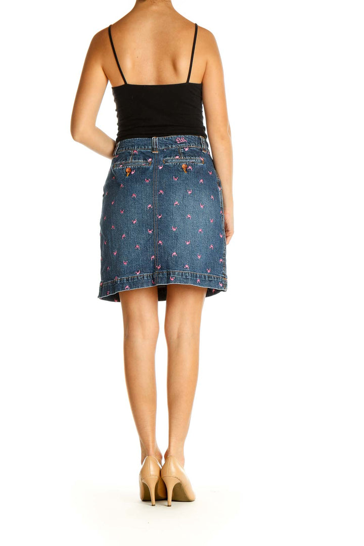 Blue Printed Brunch Pencil Skirt