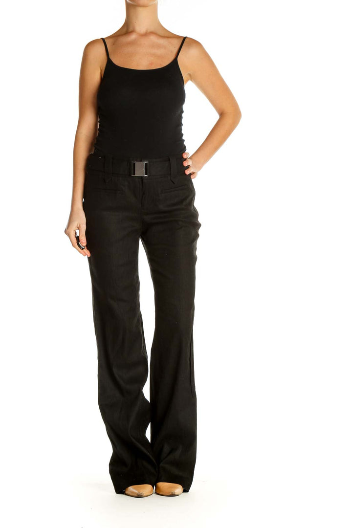 Black Solid Classic Trousers