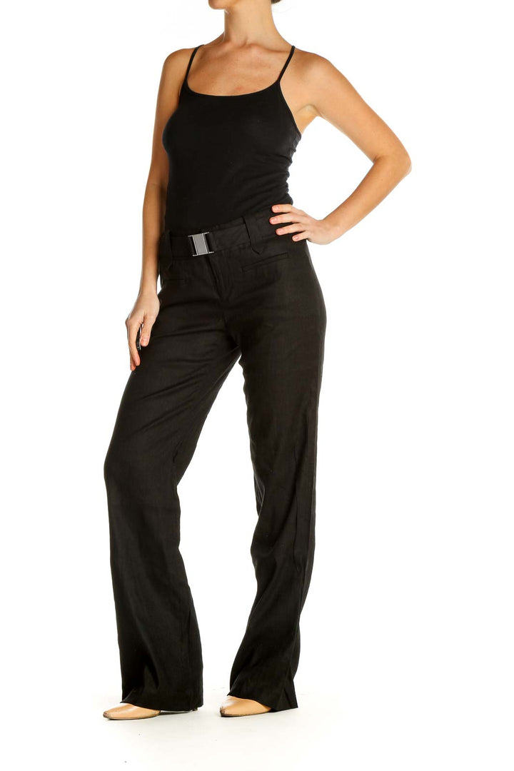 Black Solid Classic Trousers