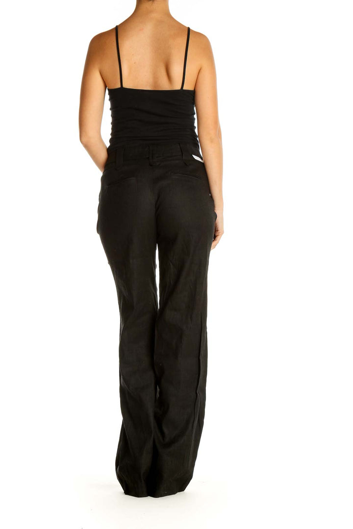 Black Solid Classic Trousers