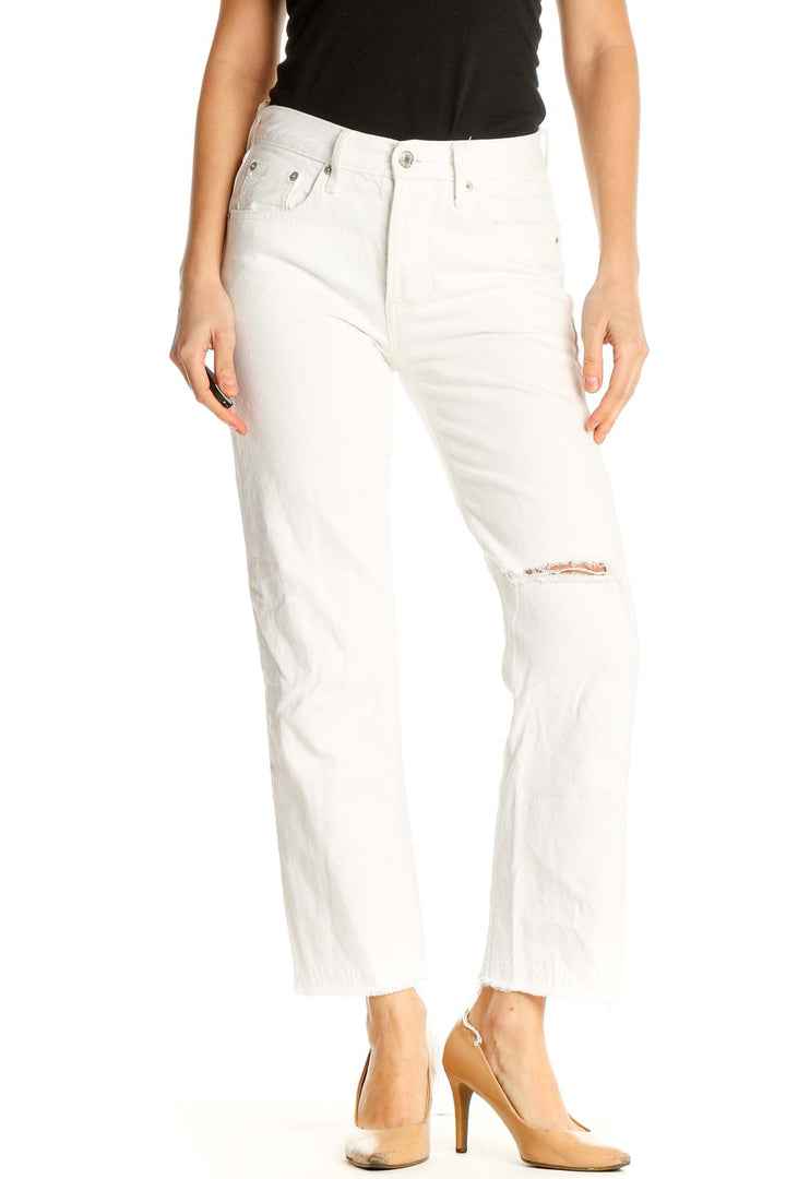 White Straight Leg Jeans