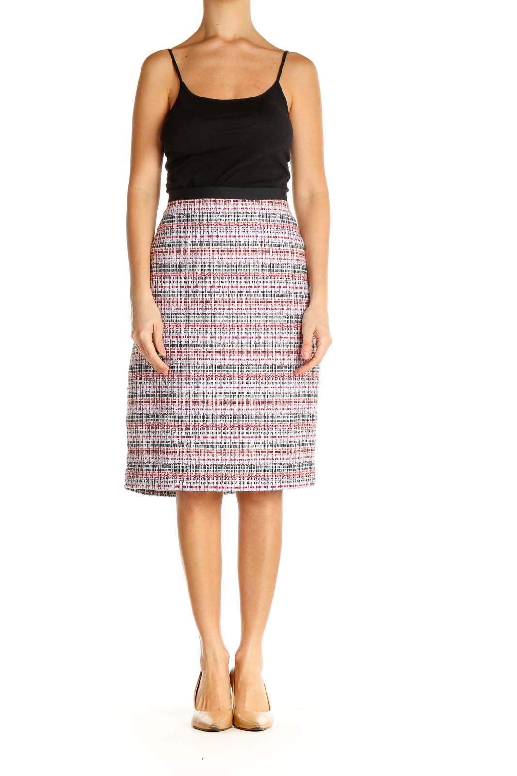 White Printed Brunch Straight Skirt