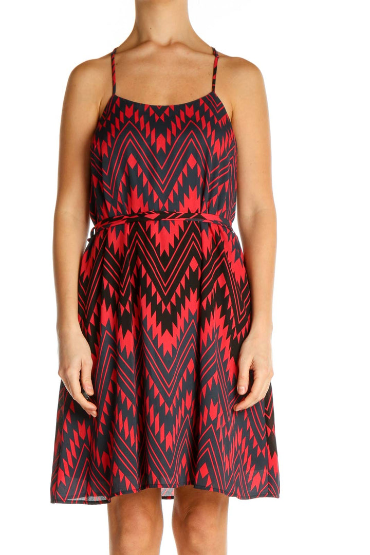 Red Chevron Day Fit & Flare Dress