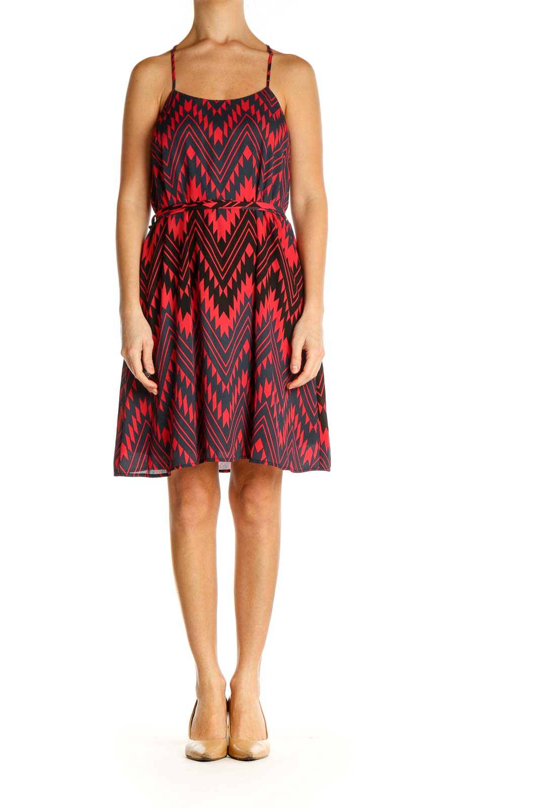 Red Chevron Day Fit & Flare Dress