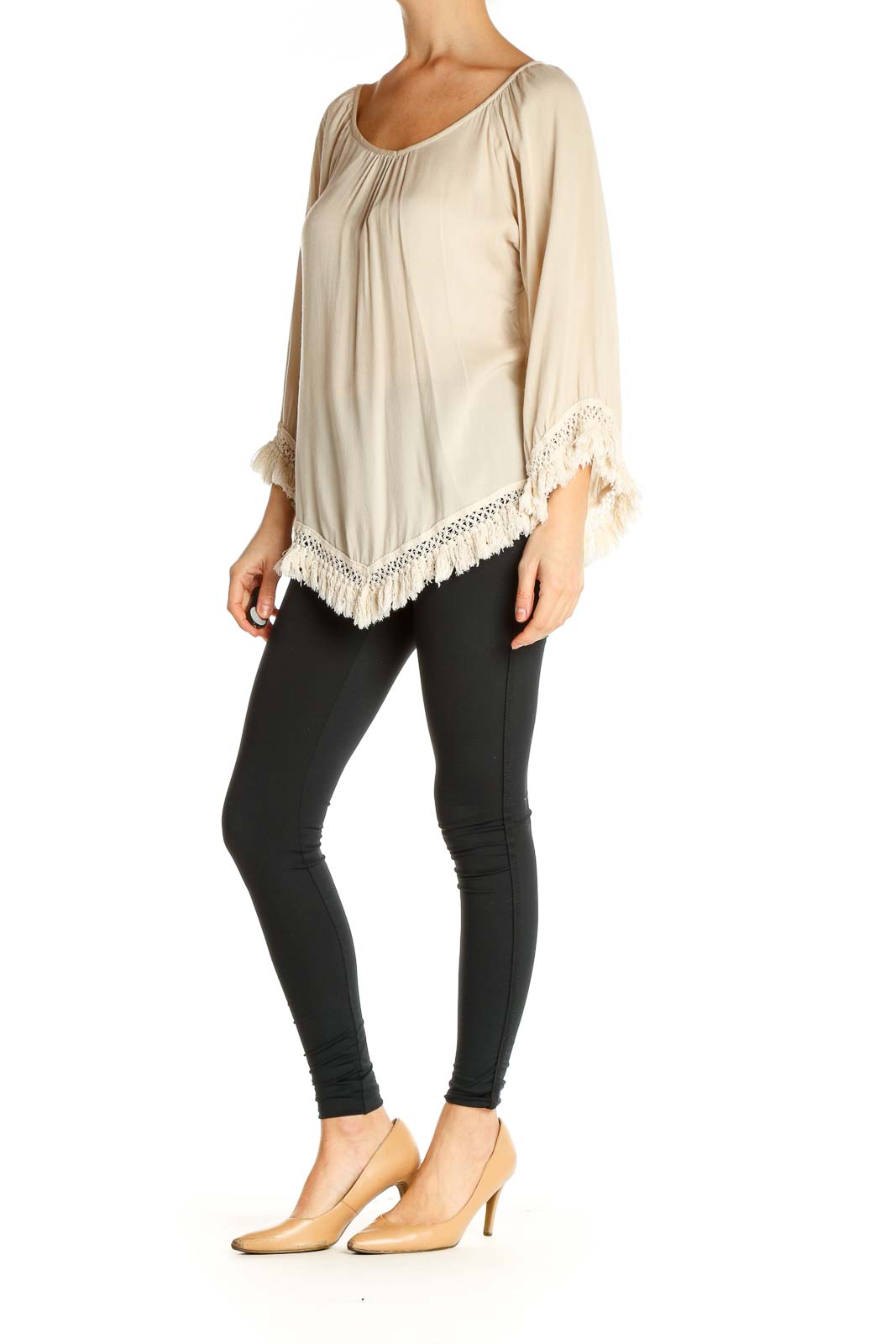 Beige Solid All Day Wear Blouse