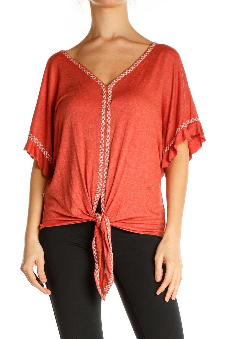 Orange Solid Blouse