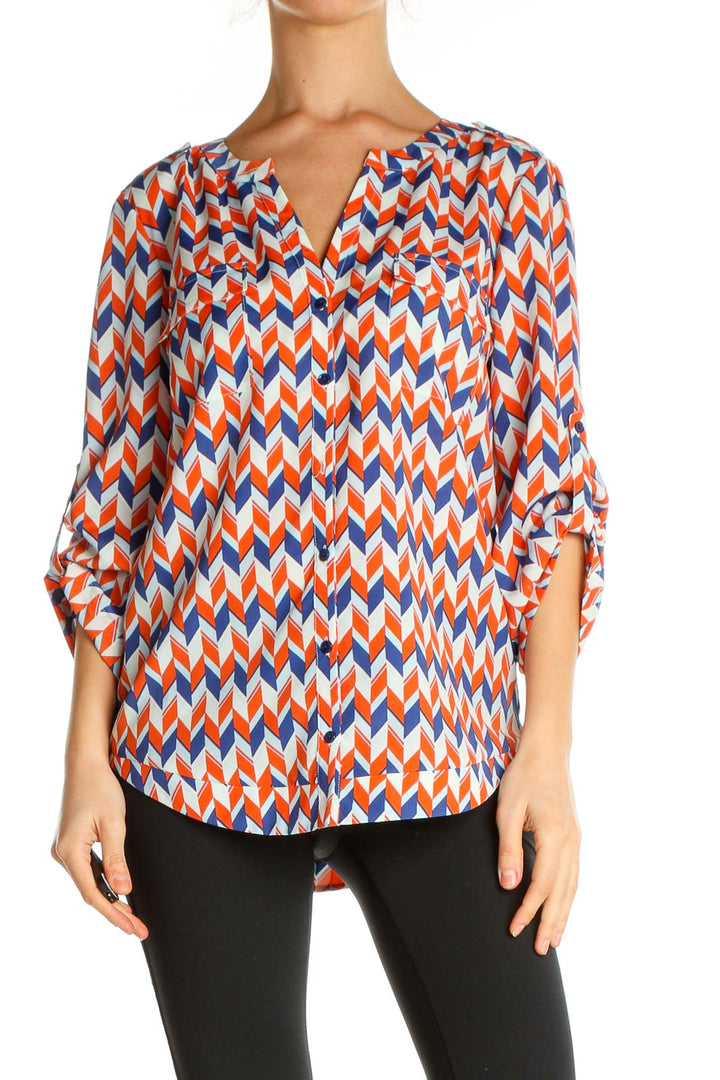 Orange Chevron All Day Wear Blouse