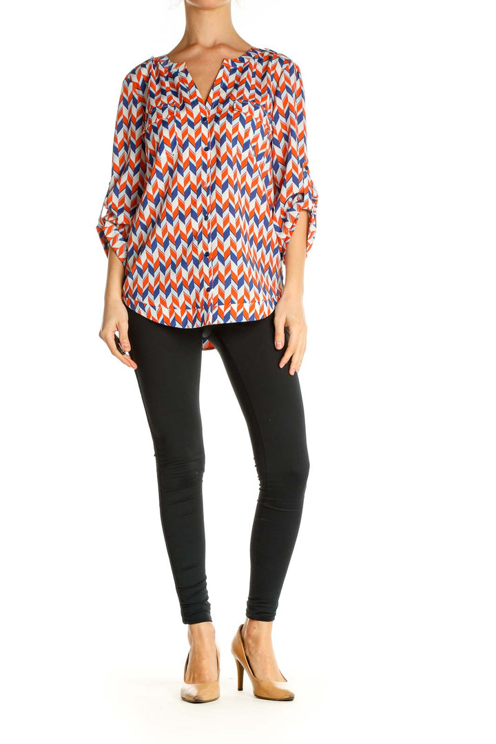 Orange Chevron All Day Wear Blouse