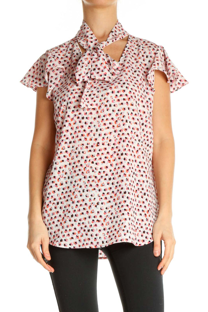 Orange Object Print Casual Shirt