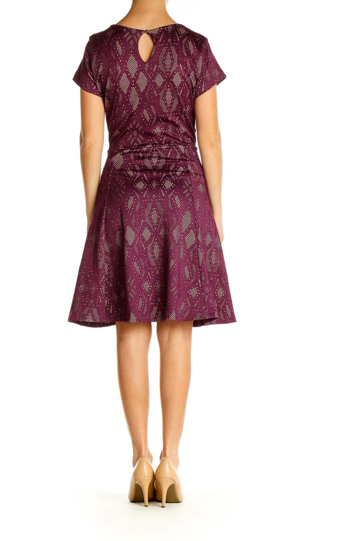 Purple Printed Fit & Flare Dress